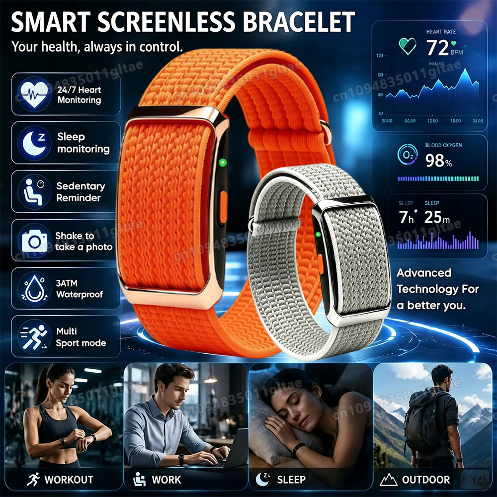 Health Wellness Bracelet - スマートバンド フィットネストラッカー IP68防水 スマートウォッチ 心拍数・血圧モニター スポーツ用歩数計