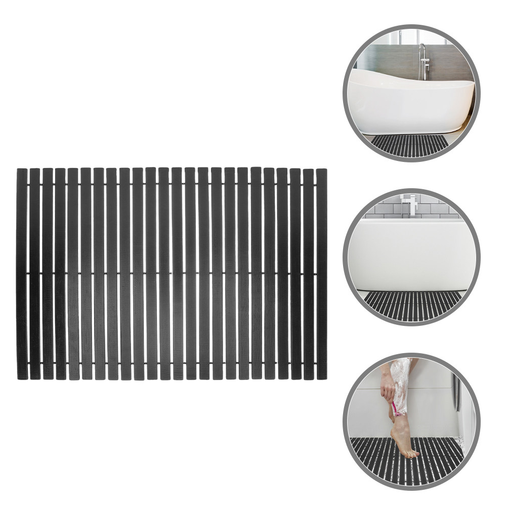 Bamboo Bath Mat - 滑り止め加工を施した竹製バスマット。シャワー、浴槽、浴室の床に最適。滑り止め設計で、足への負担を軽減し、耐久性にも優れています。