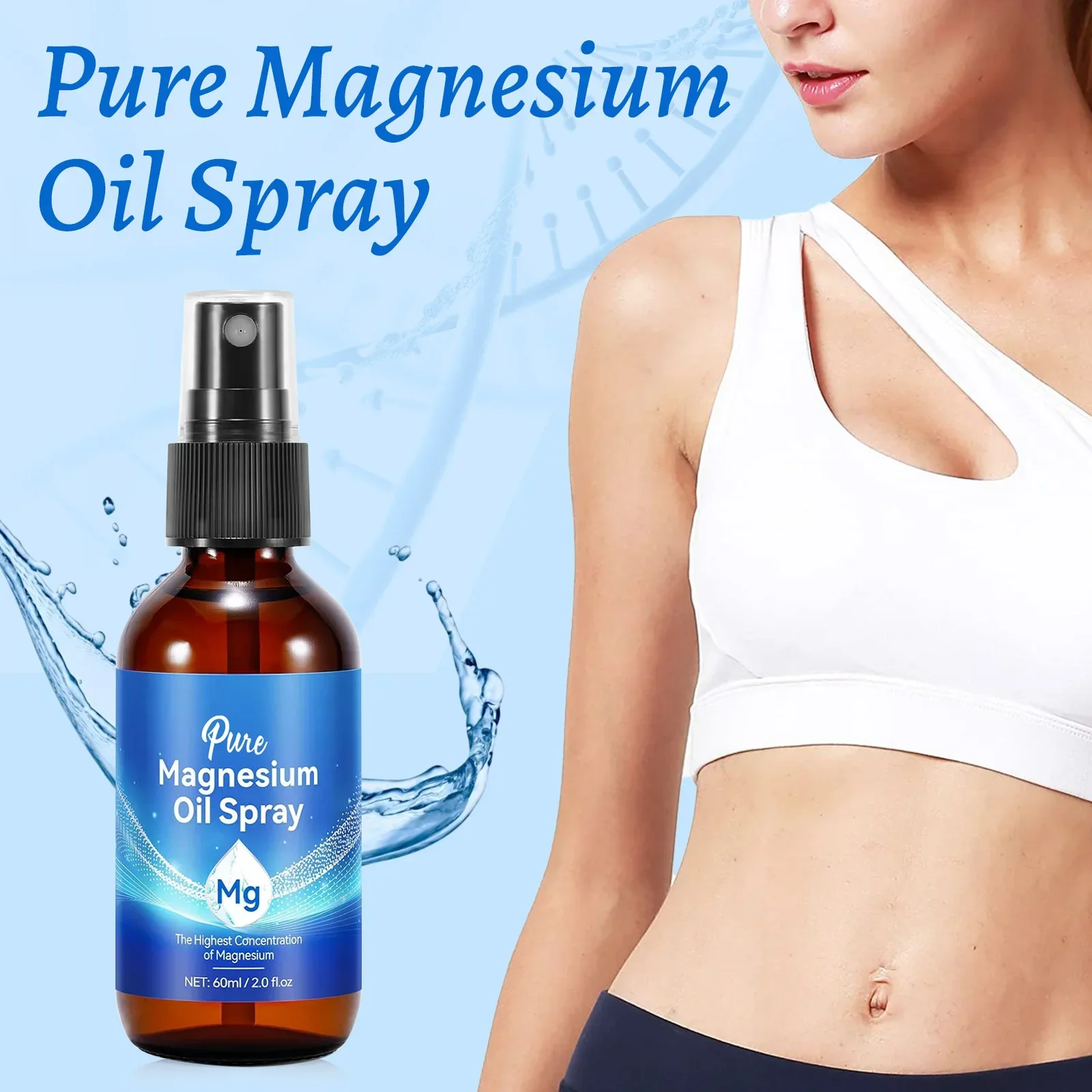 Bath Salts Magnesium - マグネシウムボディオイルスプレー 60ml 10%ミネラル配合 マッスル＆スキンケア用 天然塩化物溶液