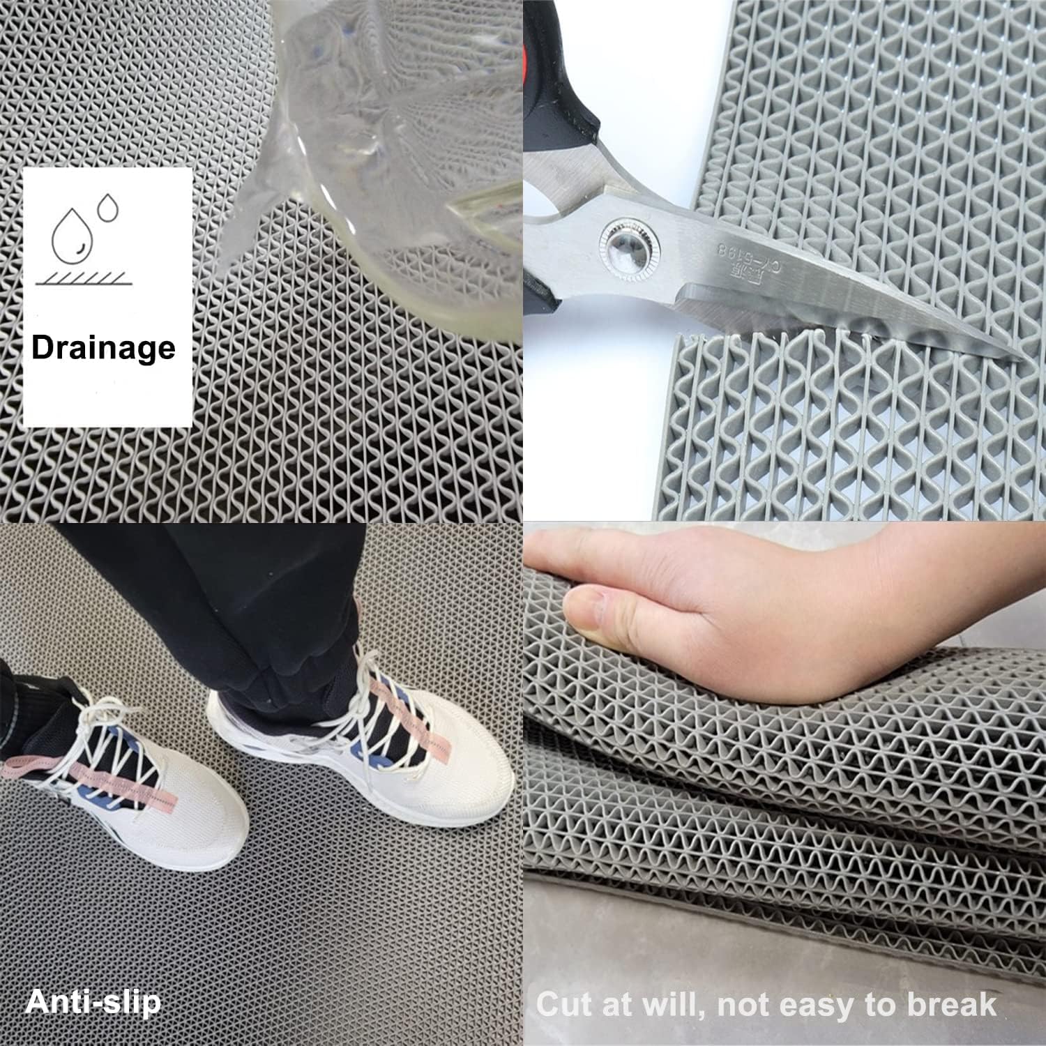 Bamboo Bath Mat - ミニマリスト滑り止めマット、バスルームとキッチン用、中空メッシュバスルームフロアマット、滑り止めプラスチックマット、耐久性がありおしゃれです。
