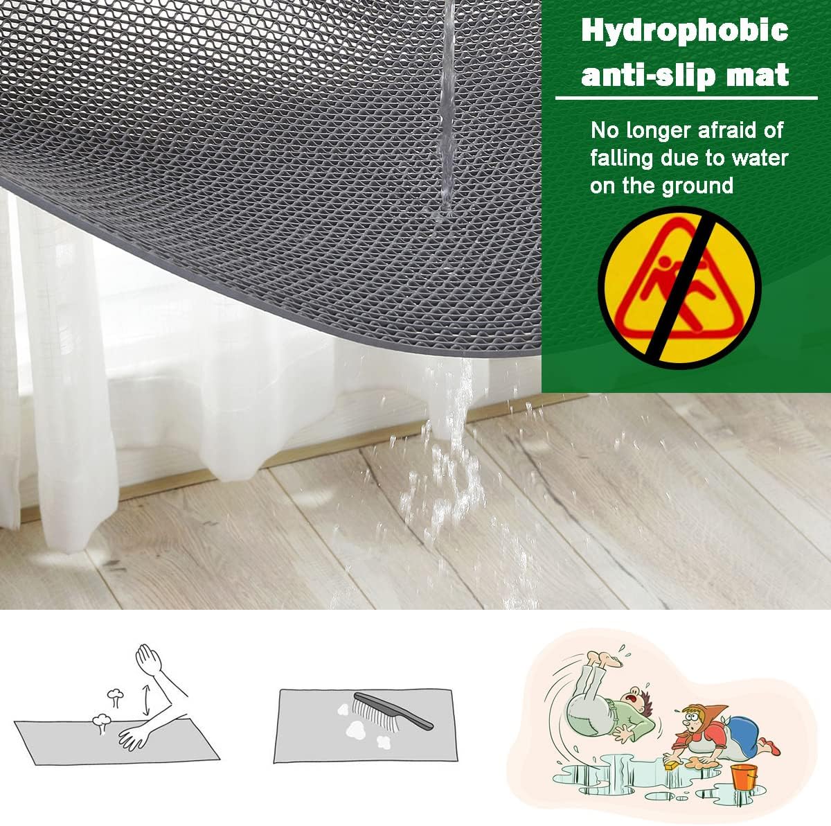 ミニマリスト滑り止めマット、バスルームとキッチン用、中空メッ - Bamboo Bath Mat のレビューと価格